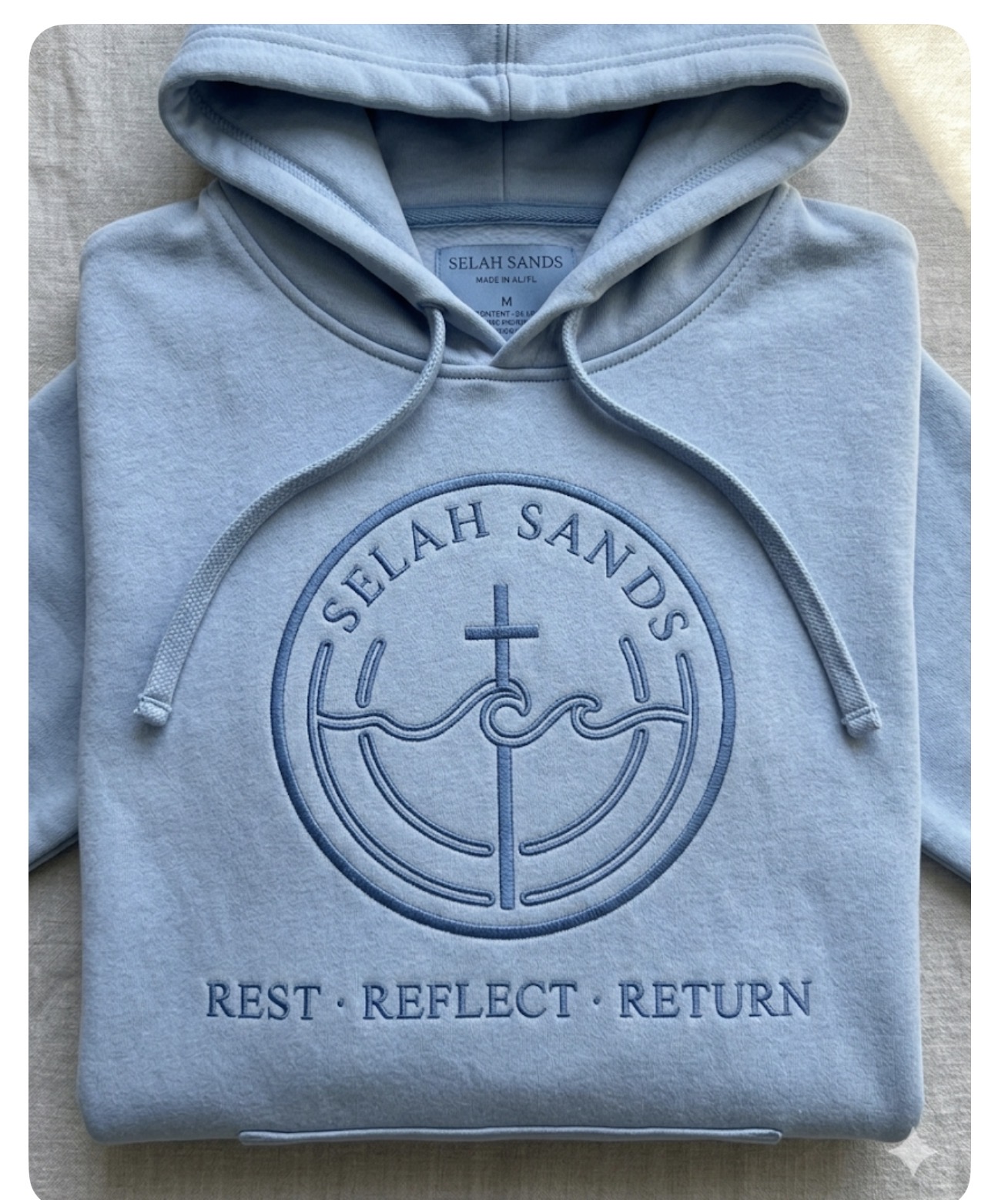 Women's sky-blue Selah Sands hoodie with tonal embroidered emblem